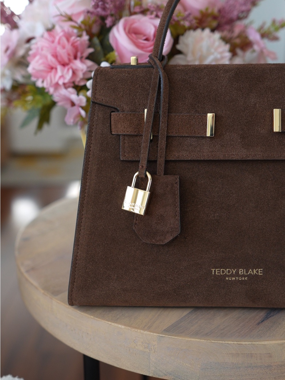 Teddy Blake Ava Suede 11’Brown Top-Handle Bag - Picture 4 of 7